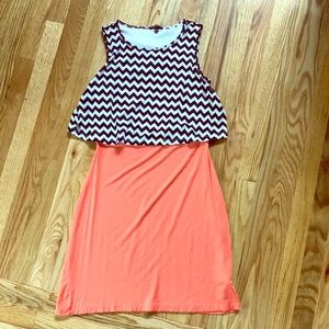 Mmmmmm Orange, White and Black Dress